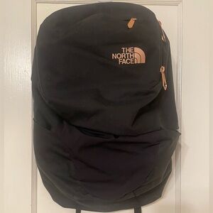 The North Face Womens Aurora Backpack Black Rose Gold Laptop NWOT